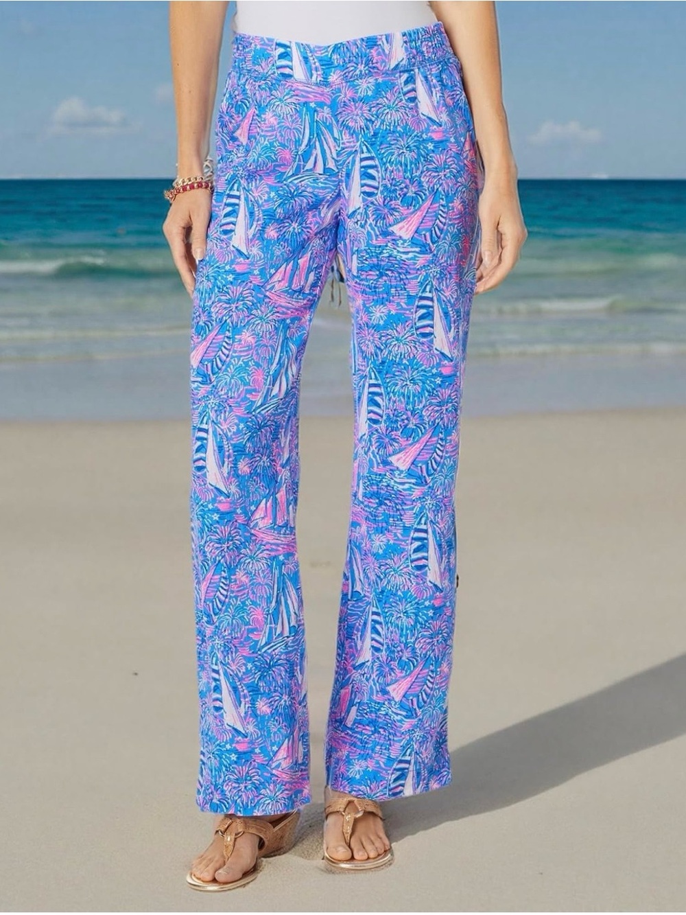 Lilly Pulitzer | Deri Linen Palazzo Pants “It’s a Sailbration”